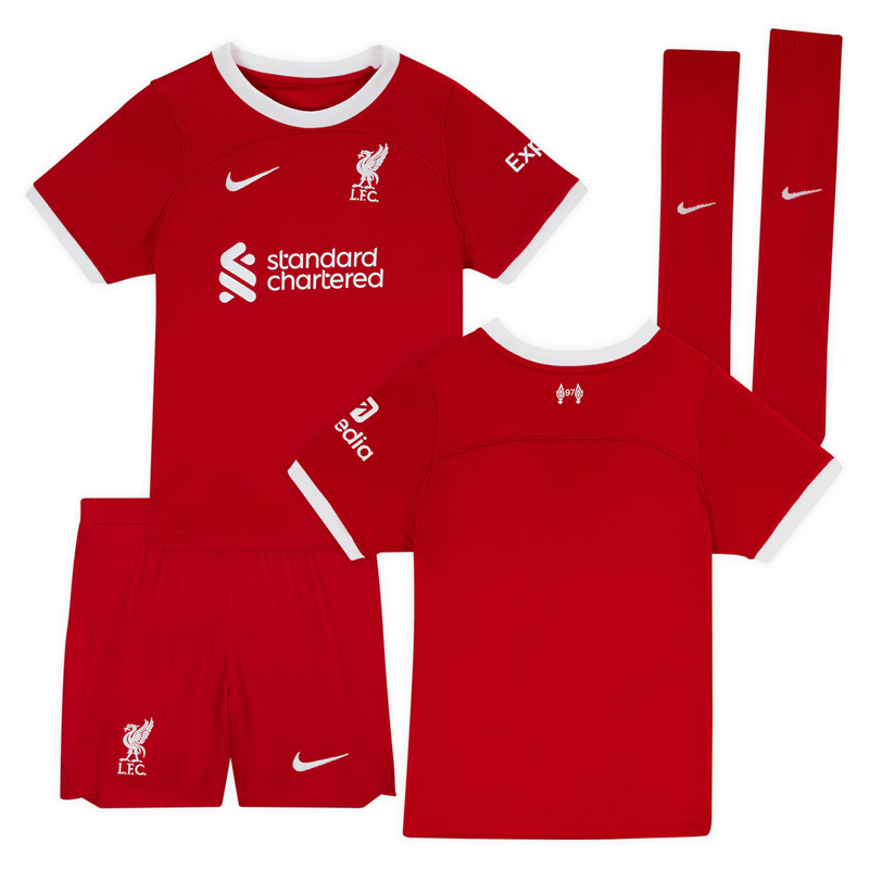 Billige Fodboldtrøjer Liverpool Hjemmebanetrøje 2023/24 Børn Kortærmet + korte bukser