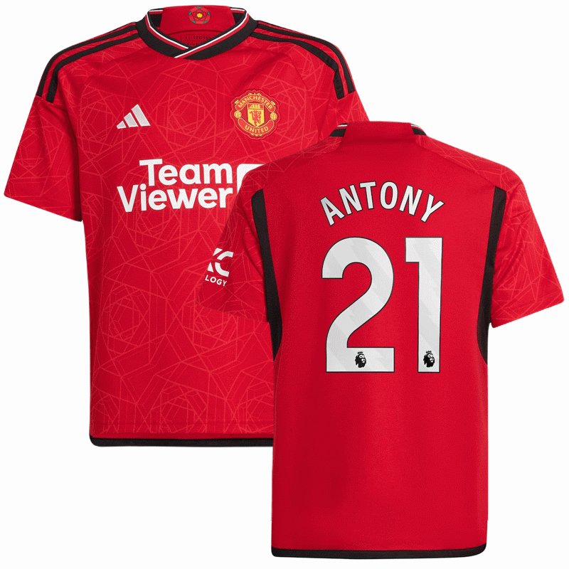 Billige Fodboldtrøjer Manchester United Antony 21 Hjemmebanetrøje 2023-24 Rød Kortærmet