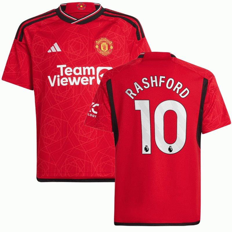 Billige Fodboldtrøjer Manchester United Hjemmebanetrøje 23/24 Kortærmet med Rashford 10 tryk