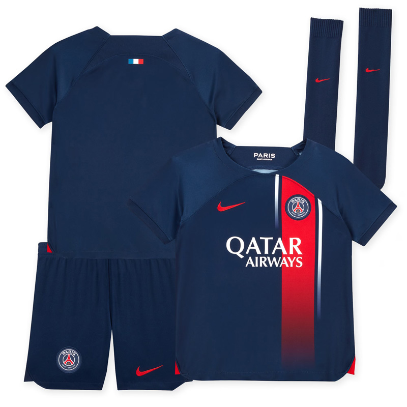 Billige Fodboldtrøjer Paris Saint-Germain Hjemmebanetrøje 23/24 Børn Kortærmet + korte bukser