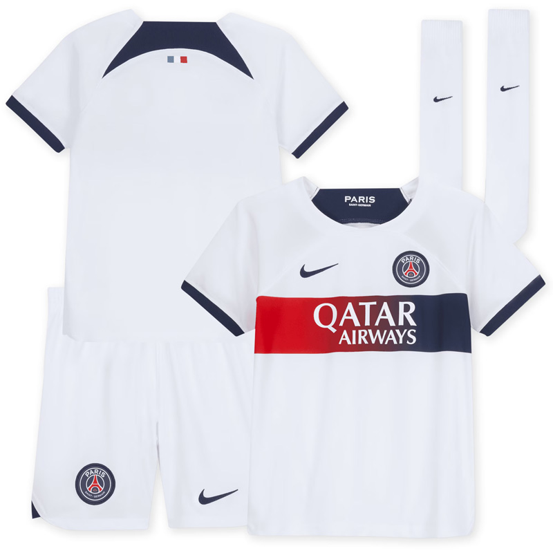 Billige Fodboldtrøjer Paris Saint-Germain Udebanetrøje 2023/24 Børn Kortærmet + korte bukser