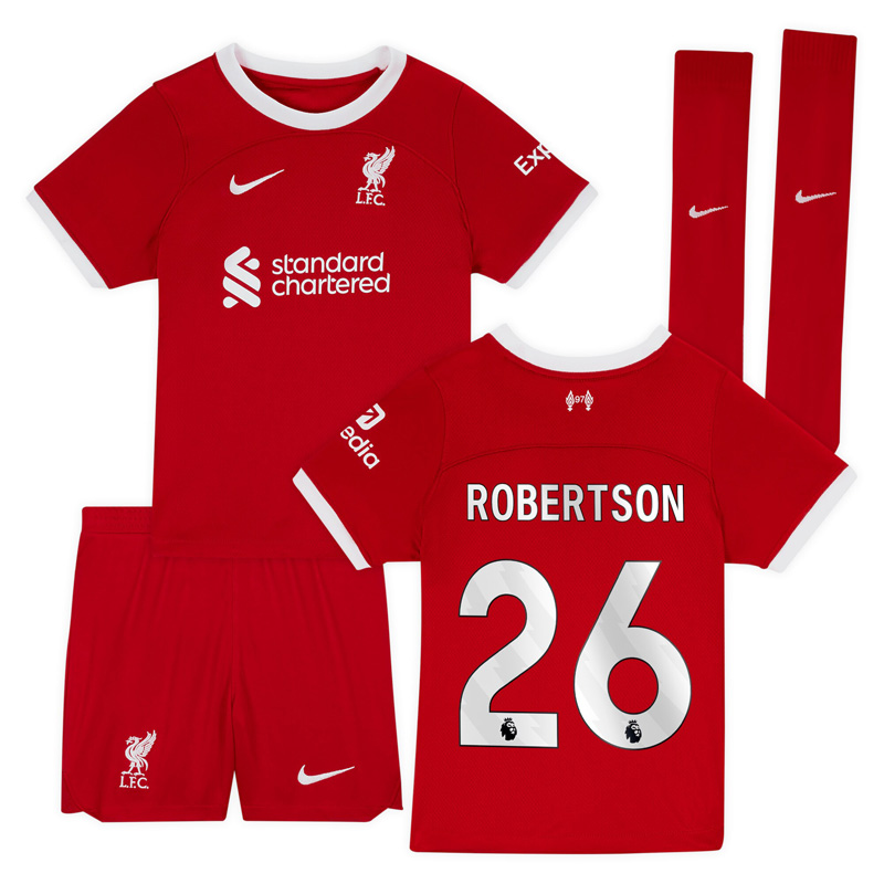 Børn Liverpool Hjemmebanetrøje 2023/24 Rød Kortærmet med Robertson 26 tryk