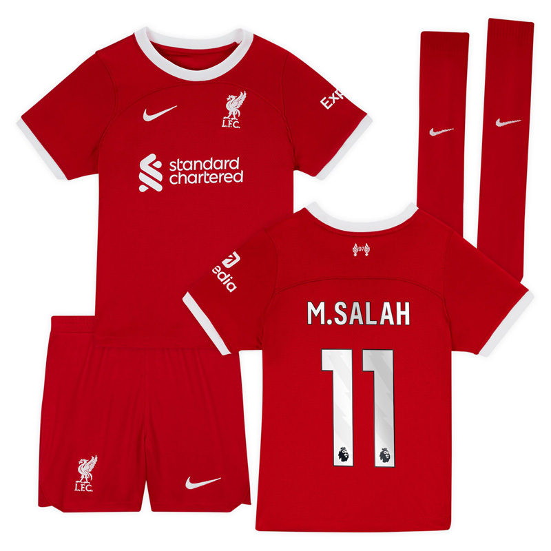 Liverpool Børn Hjemmebanetrøje 2023/24 Rød Kortærmet med M.Salah 11 tryk