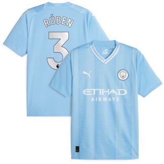 Manchester City Hjemmebanetrøje 2023/24 blå kortærmet med Rúben 3 tryk
