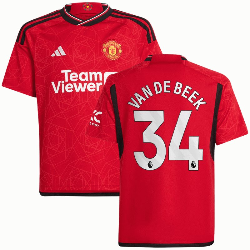 Manchester United Hjemmebanetrøje 2023-24 Rød Kortærmet Van De Beek 34