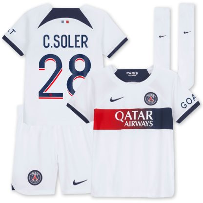 Paris Saint-Germain Børn Udebanetrøje 2023/24 Kortærmet med C.Soler 28 tryk