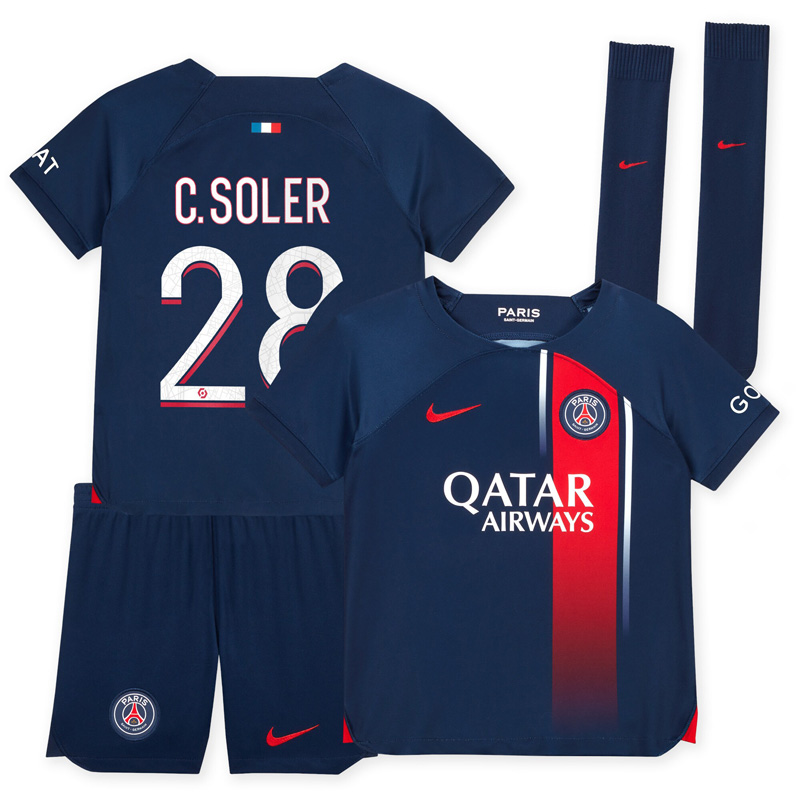Paris Saint-Germain C.Soler 28 Børn Hjemmebanetrøje 2023/24 Kortærmet + korte bukser