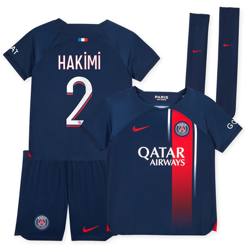 Paris Saint-Germain Hakimi 2 Hjemmebanesæt 2023/24 Børn Kortærmet