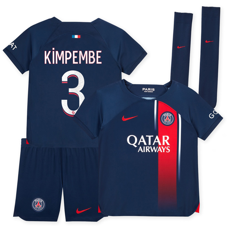 Paris Saint-Germain Kimpembe 3 Hjemmebanesæt 2023/24 Børn Kortærmet