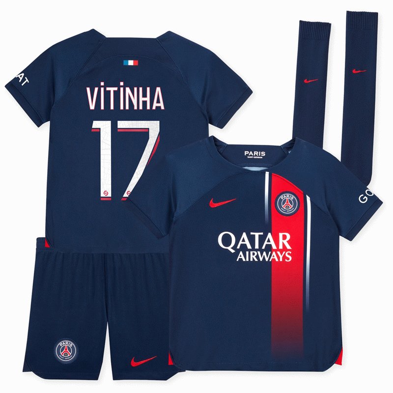 Paris Saint-Germain Vitinha 17 Hjemmebanetrøje 2023/24 Kortærmet Fodboldtrøjer til Børn