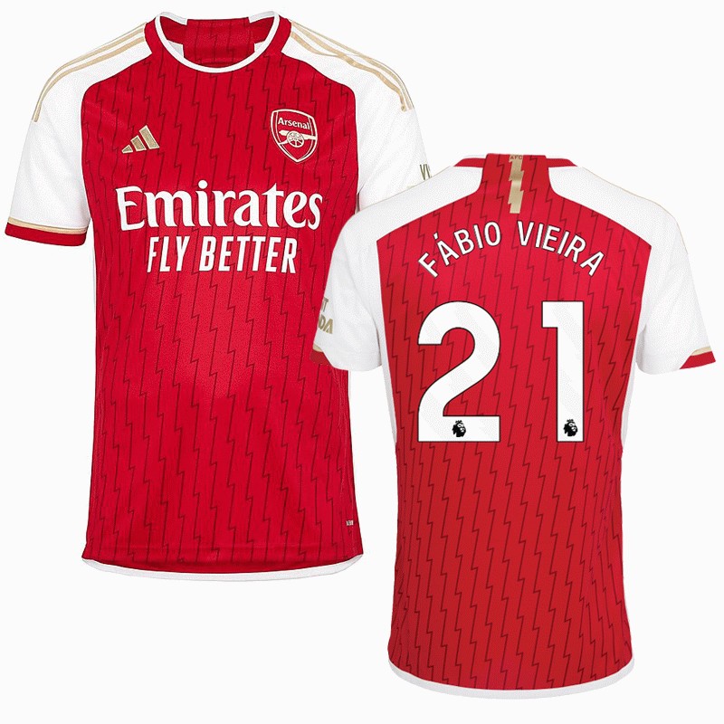 Premier League Fabio Vieira 21 Arsenal Hjemmebanetrøje 2023-2024 Rød Kortærmet