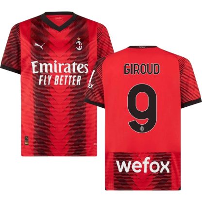 AC Milan Hjemmebanetrøje 2023/24 Kortærmet med Giroud 9 tryk