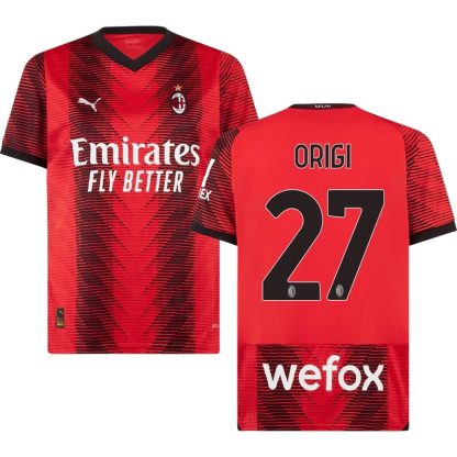 AC Milan Hjemmebanetrøje 2023/24 Kortærmet med Origi 27 tryk