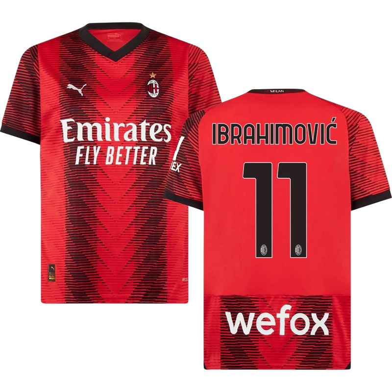 AC Milan Hjemmebanetrøje 23/24 Kortærmet med Ibrahimović 11 tryk