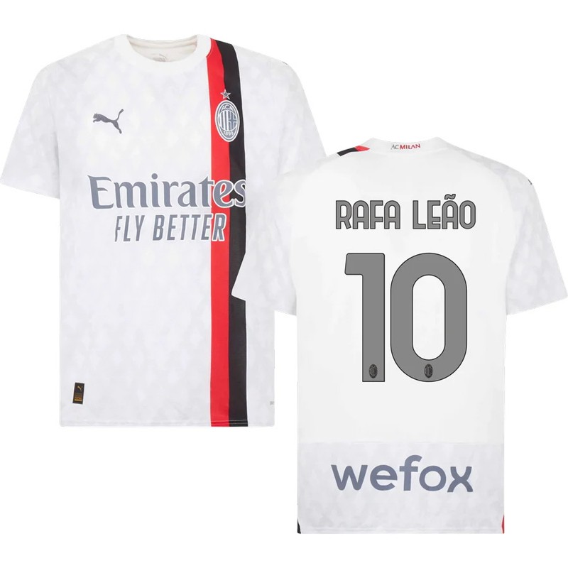 AC Milan Udebanetrøje 2023-24 Hvid Kortærmet Rafa Leão 10