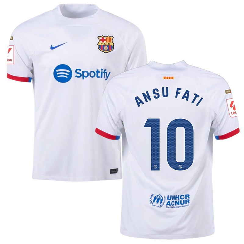 Ansu Fati 10 Barcelona Udebanetrøje 2023-2024 Hvid Kortærmet til mænd
