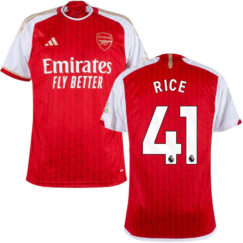 Arsenal Rice 41 Hjemmebanetrøje 2023/24 Rød Kortærmet til mænd