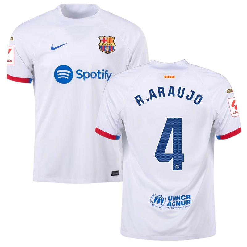 Barcelona R.Araujo 4 Udebanetrøje 2023-24 Hvid Kortærmet til mænd