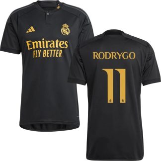 Billige Fodboldtrøjer Real Madrid Tredjetrøje 2023/24 Sort Kortærmet Rodrygo 11