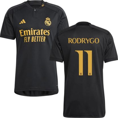 Billige Fodboldtrøjer Real Madrid Tredjetrøje 2023/24 Sort Kortærmet Rodrygo 11