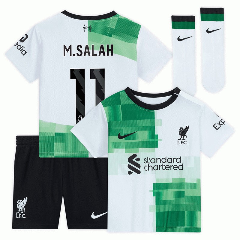 Børn Liverpool Udebanetrøje 2023/24 Kortærmet + korte bukser M.Salah 11