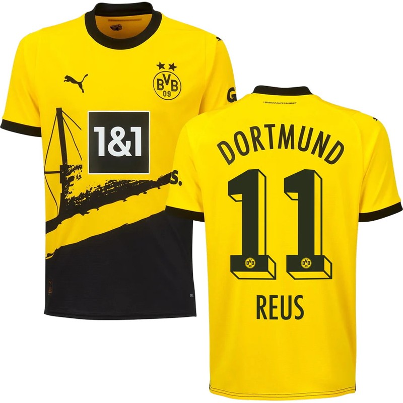 Borussia Dortmund Reus 11 Hjemmebanetrøje 2023/24 Sort Gul Kortærmet