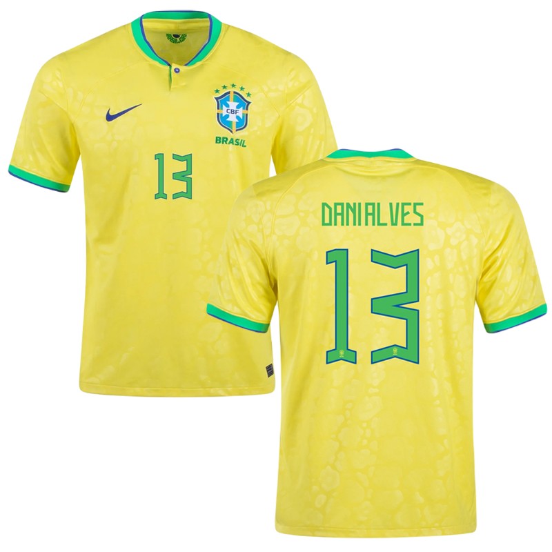 Brasilien Hjemmebanetrøje VM 2022 Gul Kortærmet Dani Alves 13