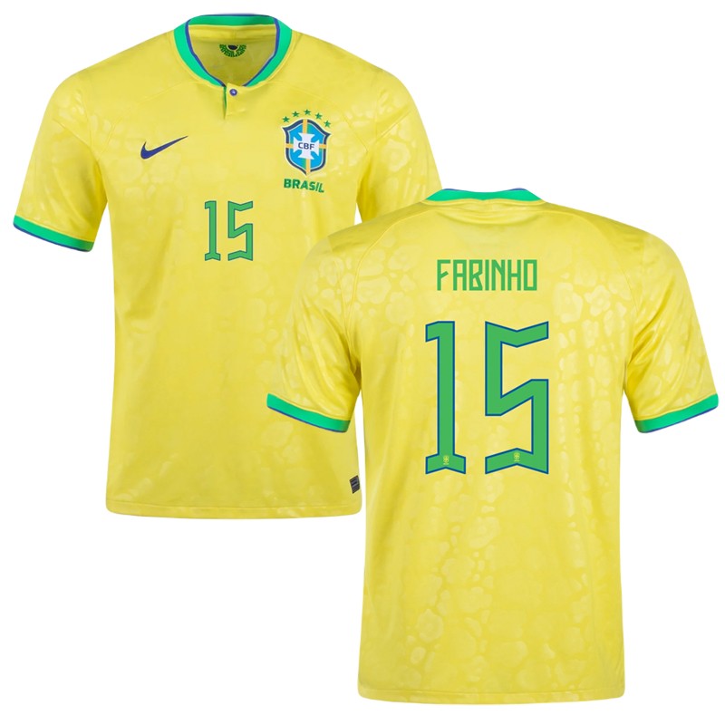 Brasilien Hjemmebanetrøje VM 2022 Gul Kortærmet Fabinho 15