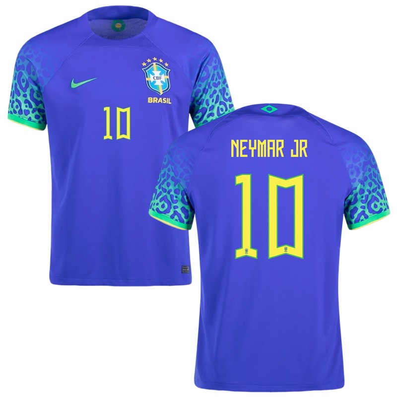 Brasilien Udebanetrøje VM 2022 Blå Kortærmet Neymar Jr 10