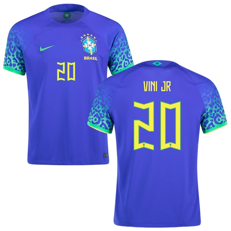 Brasilien Udebanetrøje VM 2022 Blå Kortærmet Vini Jr 20