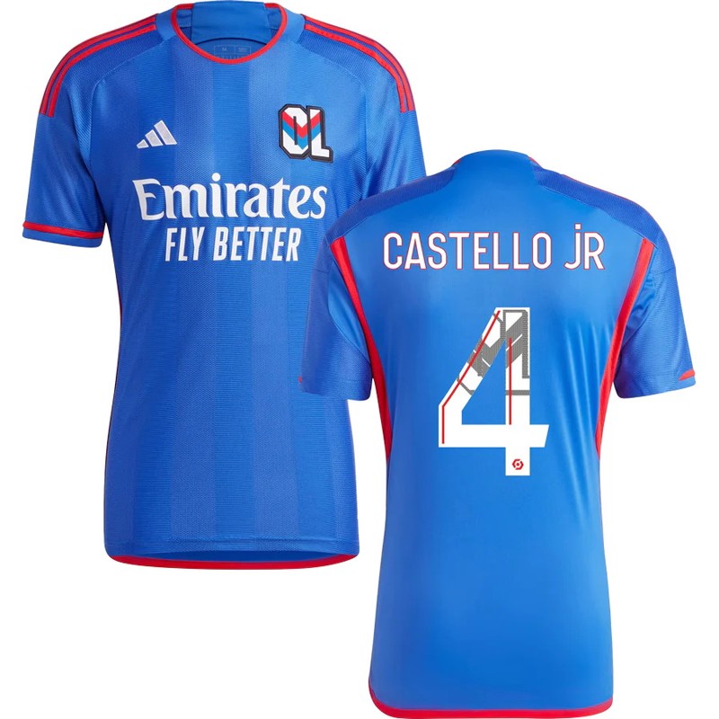 Castello Jr 4 Olympique Lyon Udebanetrøje 2023/24 Blå Kortærmet