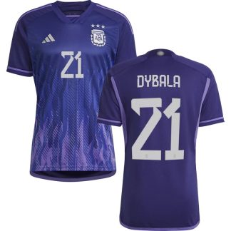 Dybala 21 Argentina Udebanetrøje VM 2022 Lilla Kortærmet