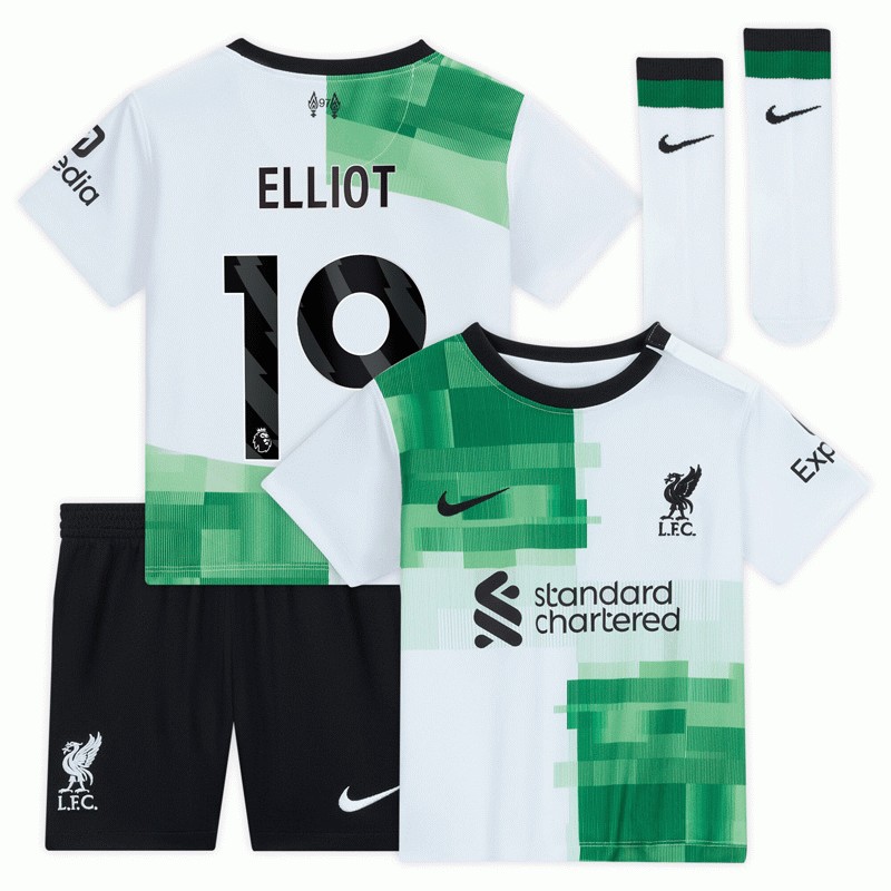 Elliott 19 Liverpool Udebanetrøje 2023/24 Kortærmet + korte bukser til børn