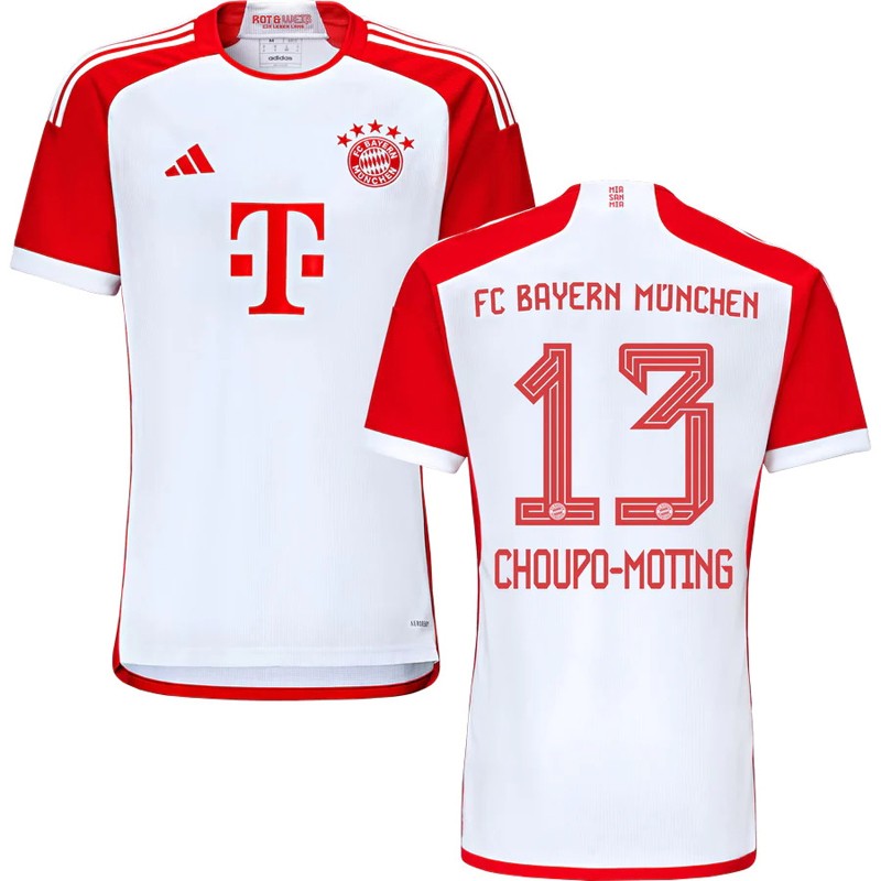 FC Bayern München Hjemmebanetrøje 23/24 Hvid Rød Kortærmet Choupo-Moting 13