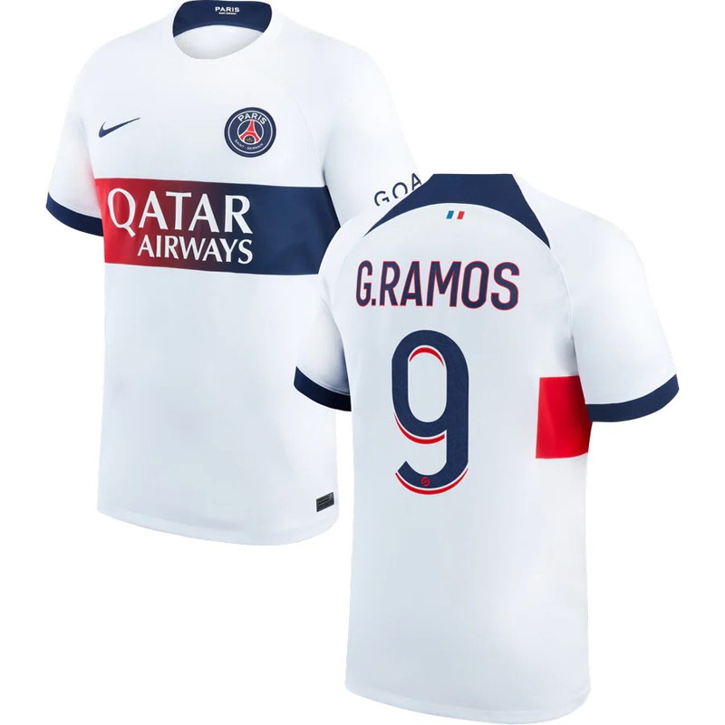 G.Ramos 9 Paris Saint-Germain Udebanetrøje 23/24 Hvid Kortærmet