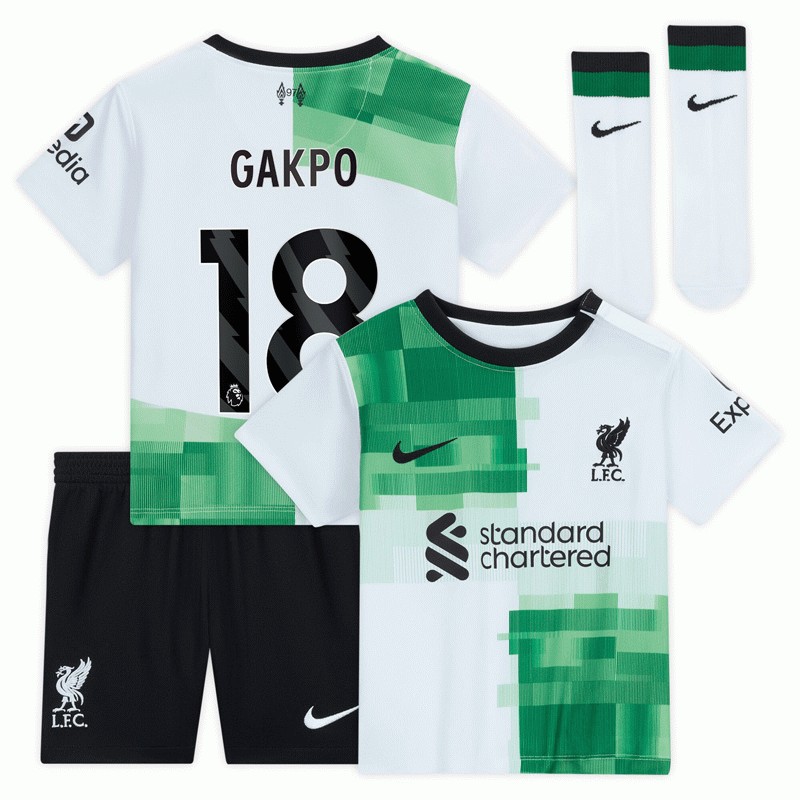 Gakpo 18 Liverpool Udebanetrøje 2023/24 Kortærmet + korte bukser til børn