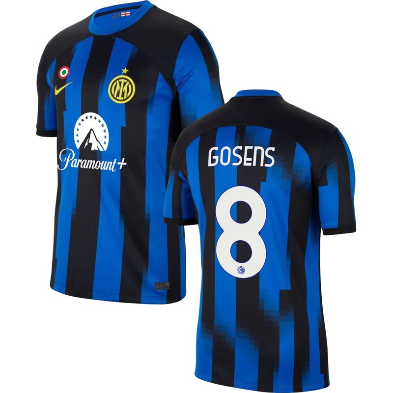 Gosens 8 Inter Milan Hjemmebanetrøje 2023/24 Blå Sort Kortærmet