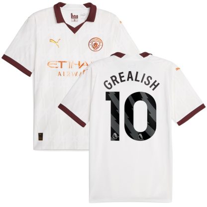 Grealish 10 Manchester City Udebanetrøje 2023/24 Hvid Kortærmet