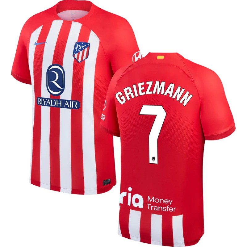 Griezmann 7 Atletico Madrid Hjemmebanetrøje 2023/24 Rød Kortærmet