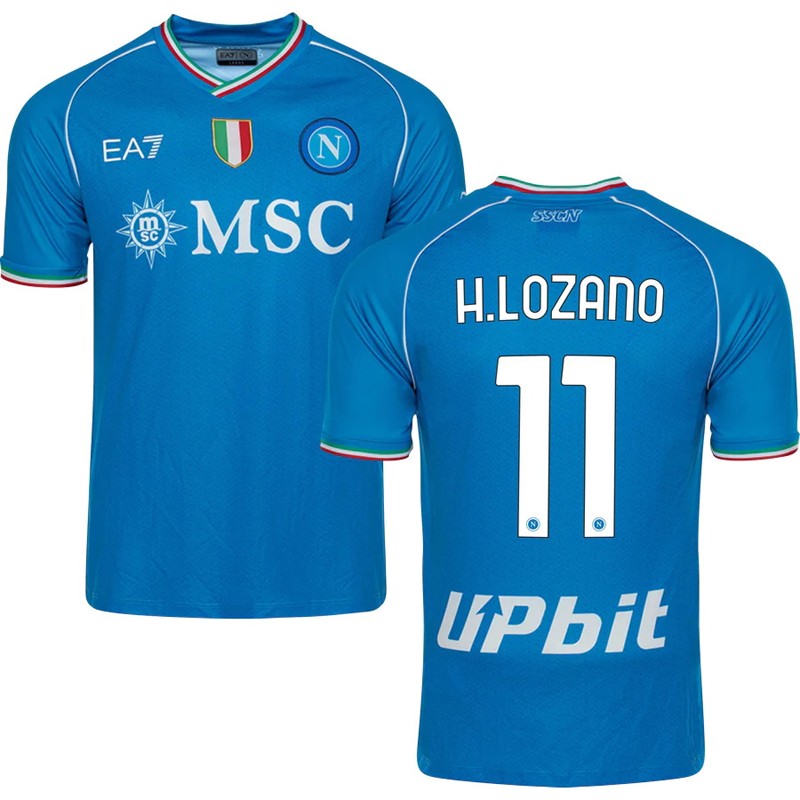 H.Lozano 11 SSC Napoli Hjemmebanetrøje 2023/24 Blå Kortærmet