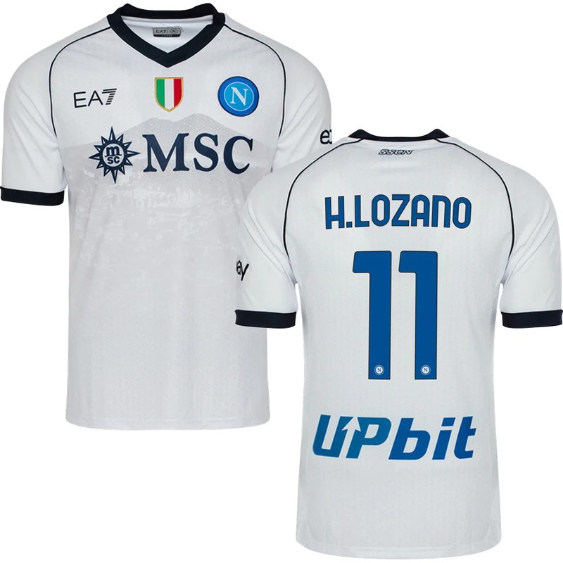 H.Lozano 11 SSC Napoli Udebanetrøje 2023/24 Hvid Kortærmet