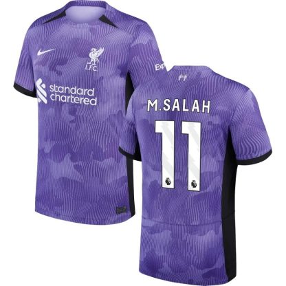 Herre Liverpool Tredjetrøje 2023/24 Lilla Kortærmet med M.Salah 11 tryk