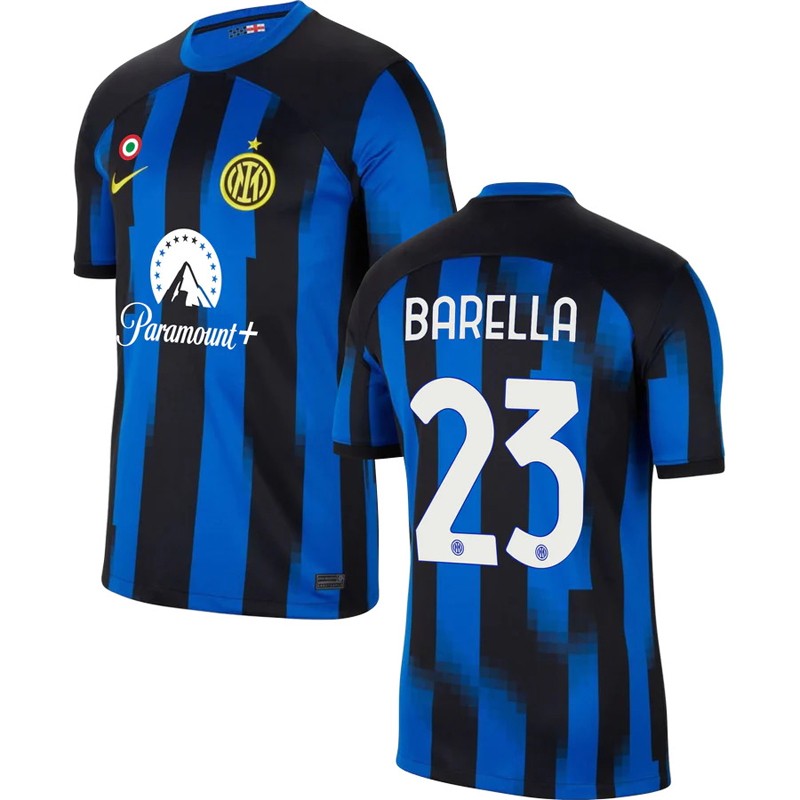 Inter Milan Hjemmebanetrøje 2023/24 Blå Sort Kortærmet med BARELLA 23 tryk
