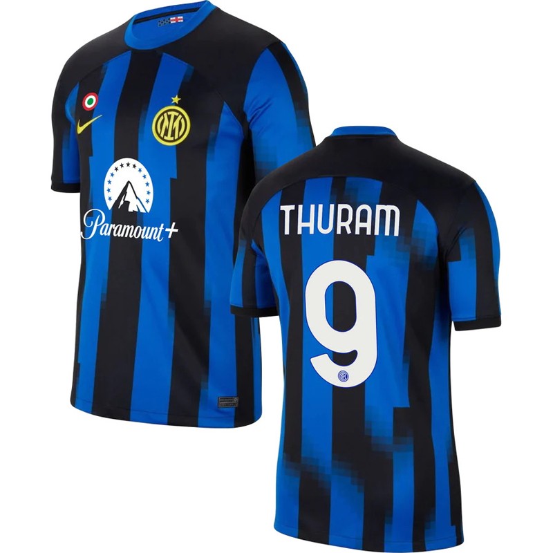 Inter Milan Thuram 9 Hjemmebanetrøje 2023/24 Blå Sort Kortærmet