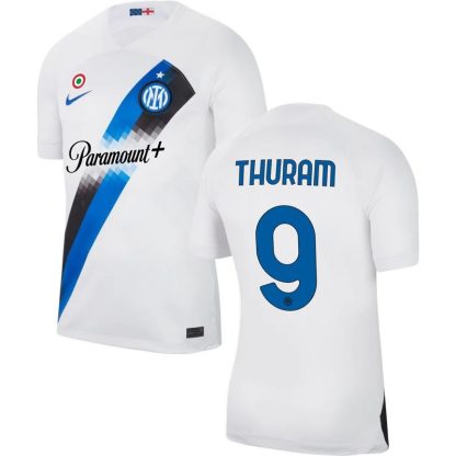 Inter Milan Udebanetrøje 2023/24 Hvid Blå Kortærmet med Thuram 9 tryk