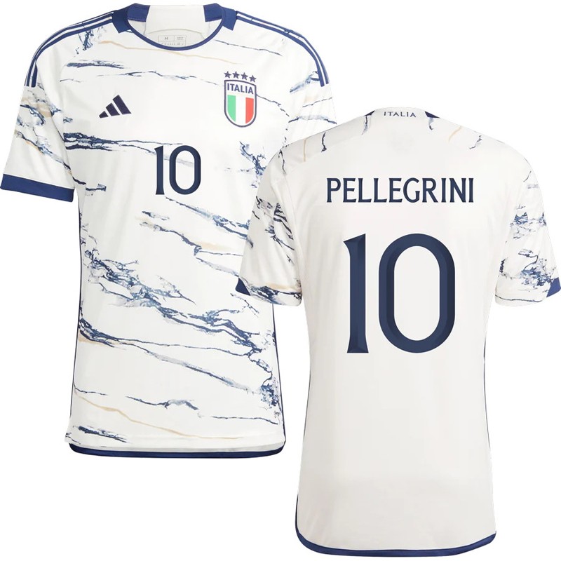 Italien Udebanetrøje 2023 Hvid Kortærmet Pellegrini 10