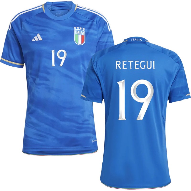 Italien hjemme trøje 2023 blå kort ærmet Retegui 19