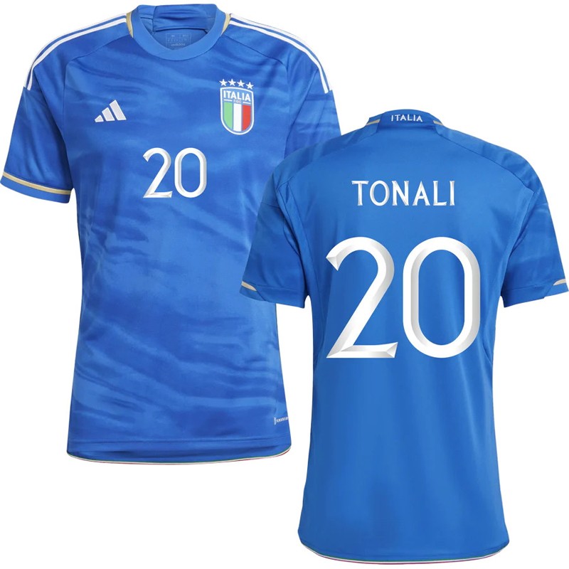 Italien hjemme trøje 2023 blå kort ærmet Tonali 20