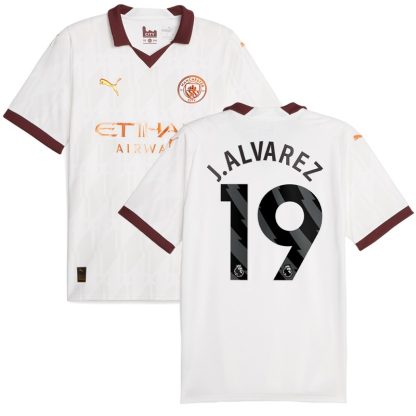 J.Alvarez 19 Manchester City Udebanetrøje 2023-2024 Hvid Kortærmet