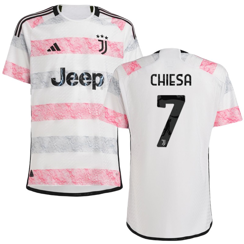 Juventus Udebanetrøje 2023/24 Hvid Pink Kortærmet Chiesa 7